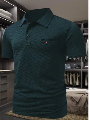 Men's Printed Short - sleeved Lapel Shirt Polo - Allen - Fitness