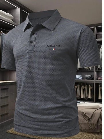 Men's Printed Short - sleeved Lapel Shirt Polo - Allen - Fitness