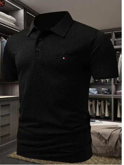 Men's Printed Short - sleeved Lapel Shirt Polo - Allen - Fitness