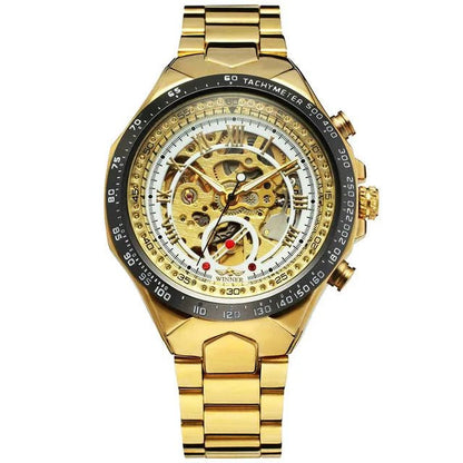 Men's Skeleton Wrist Watch Automatic Mechanical Display Retro Style Winner 432 Black Alloy - Allen - Fitness