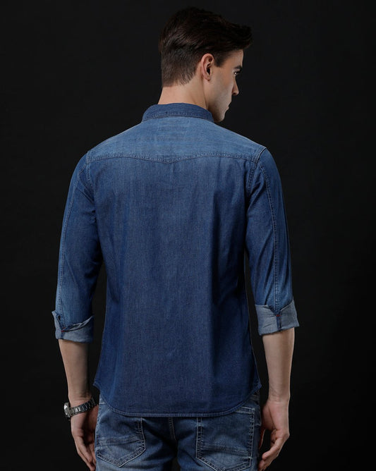 Men's Slim Fit Solid Denim Casual Shirt (ACHAN) - Allen - Fitness