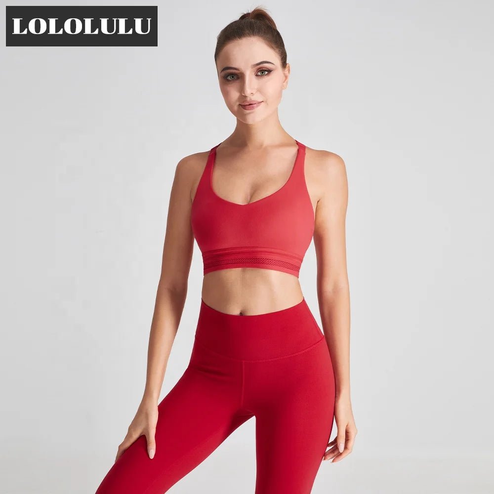 ODM Red Open Back Fitness Top Hook and Eye Closure Sports Women Yoga Bra - Allen - Fitness