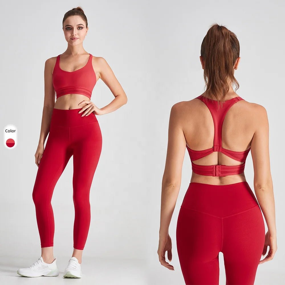 ODM Red Open Back Fitness Top Hook and Eye Closure Sports Women Yoga Bra - Allen - Fitness