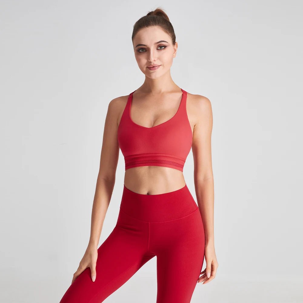 ODM Red Open Back Fitness Top Hook and Eye Closure Sports Women Yoga Bra - Allen - Fitness