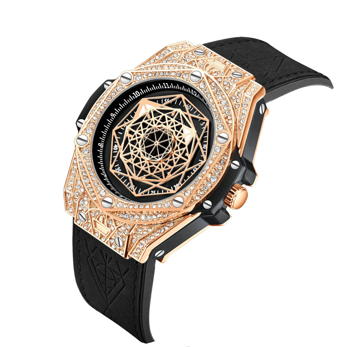 ONOLA Waterproof Sports Watch for Men - Quartz Diamond Clock with Leather Belt - Allen - Fitness