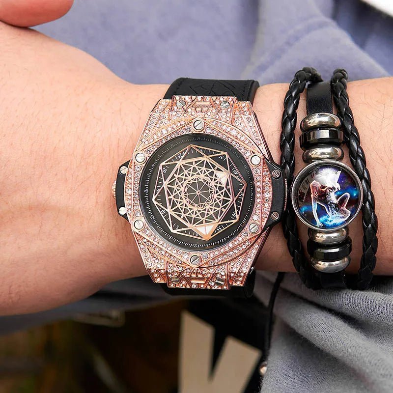 ONOLA Waterproof Sports Watch for Men - Quartz Diamond Clock with Leather Belt - Allen - Fitness