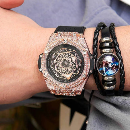 ONOLA Waterproof Sports Watch for Men - Quartz Diamond Clock with Leather Belt - Allen - Fitness