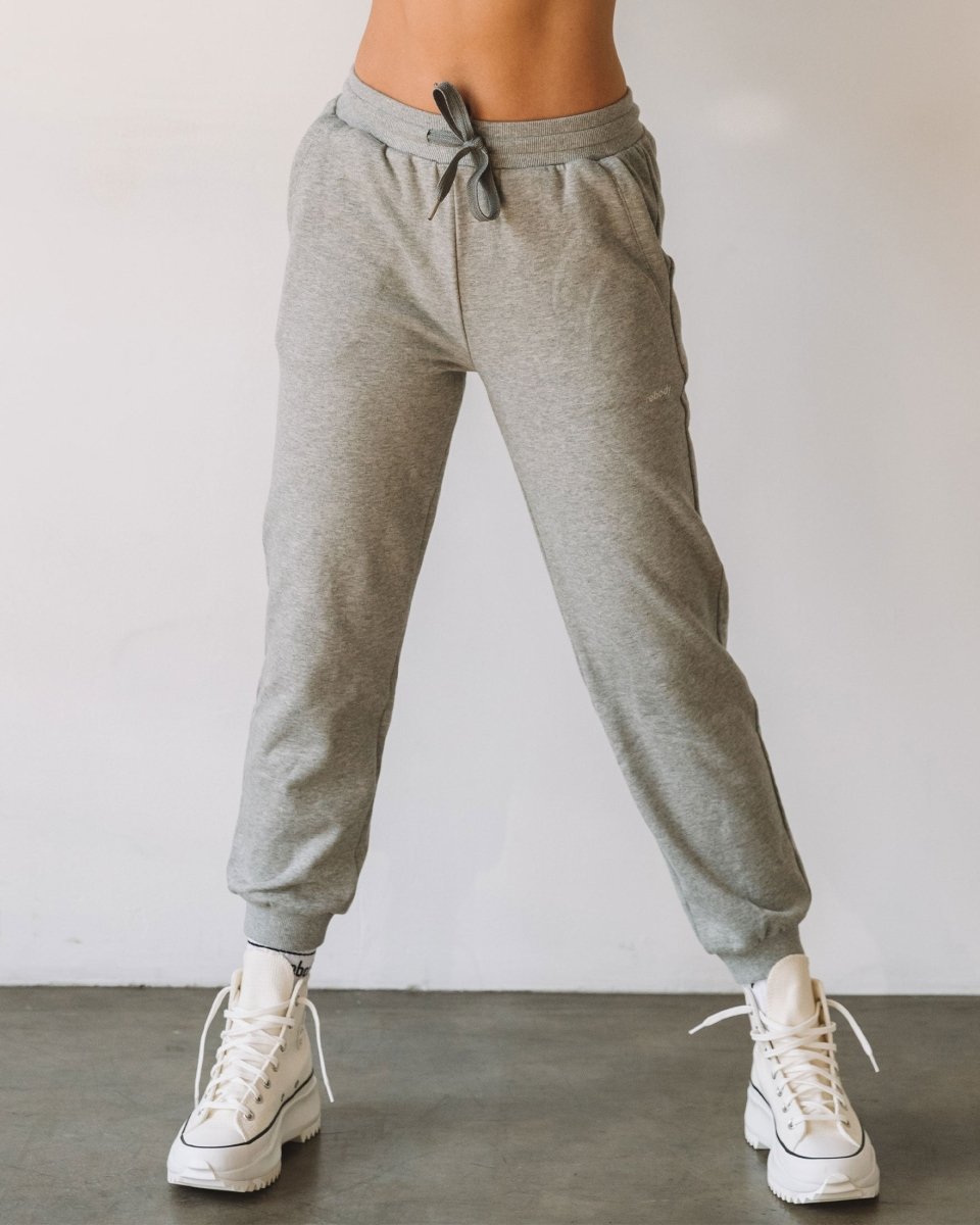 Rebody French Terry Sweatpants for Women - 7/8 Inseam, Baggy Fit, Pockets, Drawstring - Allen - Fitness