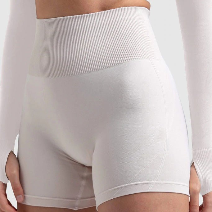 Seamless Sports Bra Set with Peach Hip Trousers – Super Stretch Long Sleeve Yoga Outfit S, M, L - Allen - Fitness