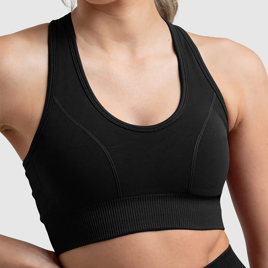 Seamless Sports Bra Set with Peach Hip Trousers – Super Stretch Long Sleeve Yoga Outfit S, M, L - Allen - Fitness