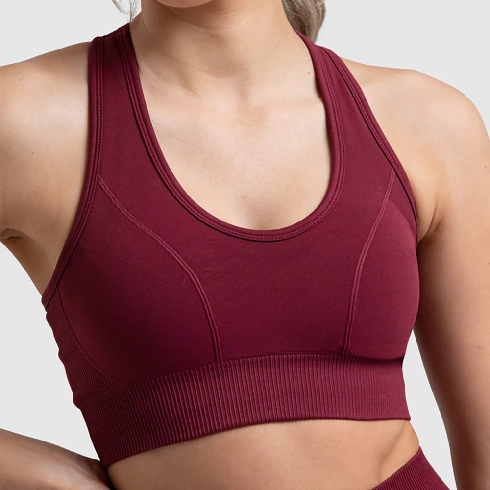 Seamless Sports Bra Set with Peach Hip Trousers – Super Stretch Long Sleeve Yoga Outfit S, M, L - Allen - Fitness