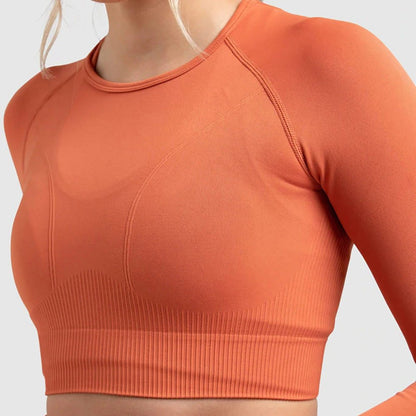 Seamless Sports Bra Set with Peach Hip Trousers – Super Stretch Long Sleeve Yoga Outfit S, M, L - Allen - Fitness