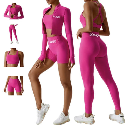 Selling Logo 3 Color Gym Fitness Seamless Yoga Shorts Sportswear 2 Piece set Women Gym Fitness Sets Two Women's Yoga Set - Allen - Fitness