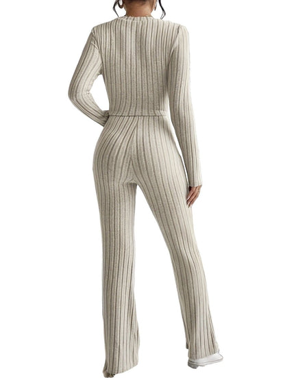 Stylish Apricot Short Top And Pants Set - Slim Fit Design for Contemporary Looks - Allen - Fitness