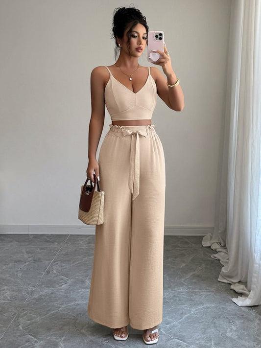 Stylish two - Piece Fashionable Set: Suspender Vest & Wide - Leg Pants for Modern Elegance - Allen - Fitness