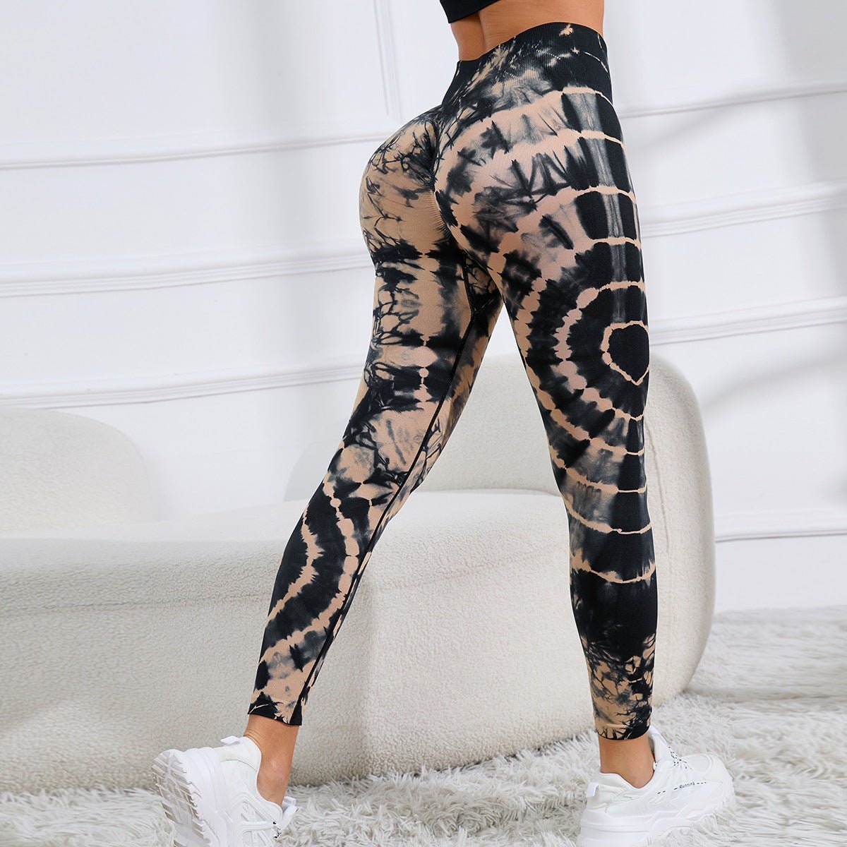 Stylish Women's Seamless Leggings, High Waist Tie Dye Printed, Hip Lifting for Fitness & Running - Allen - Fitness