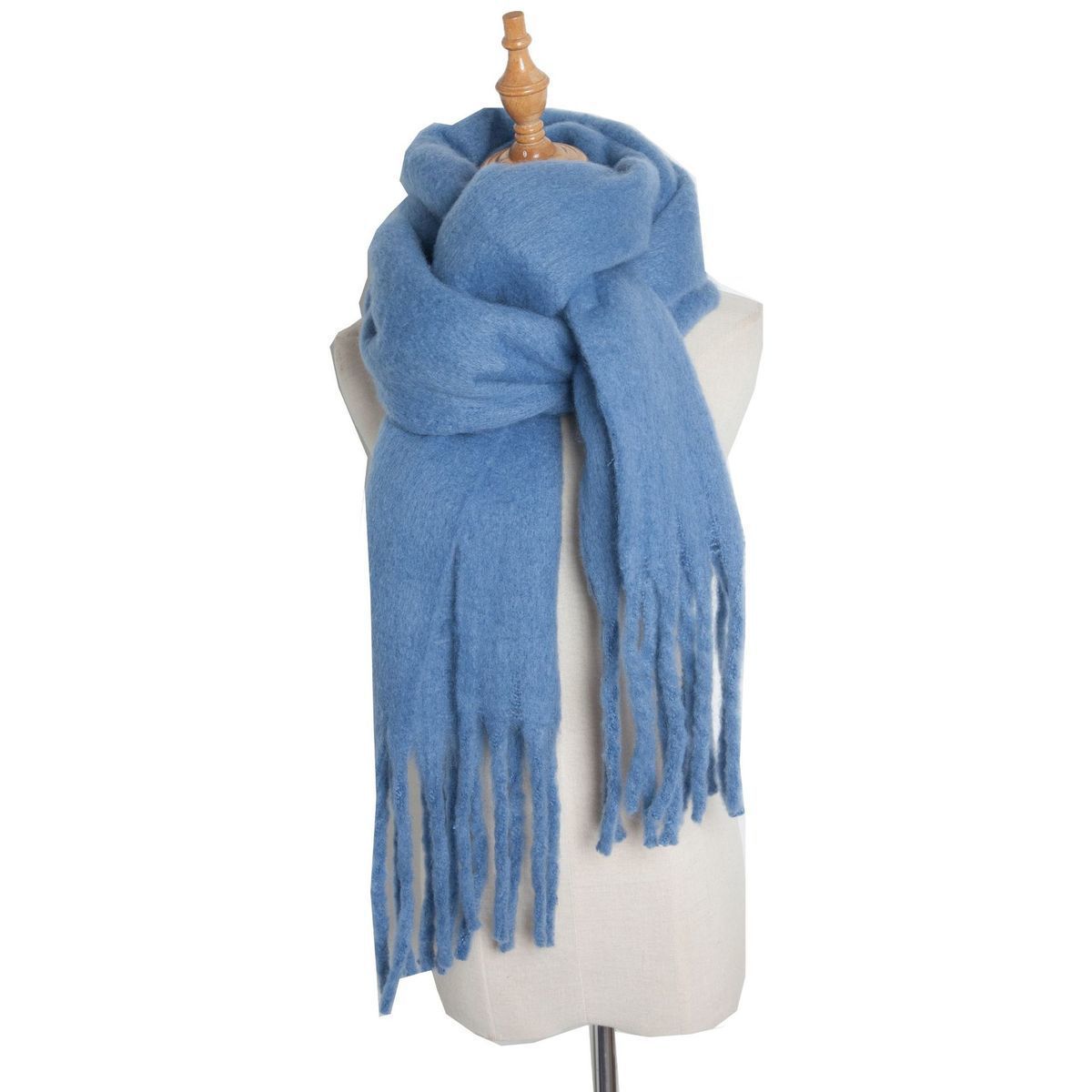 Thick Women's Scarf in Mohair Twist Braid, Stylish Plush Winter Accessory for Warmth and Elegance.
