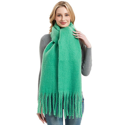Thick Women's Scarf in Mohair Twist Braid, Stylish Plush Winter Accessory for Warmth and Elegance.