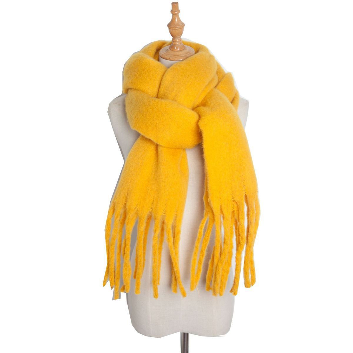 Thick Women's Scarf in Mohair Twist Braid, Stylish Plush Winter Accessory for Warmth and Elegance.