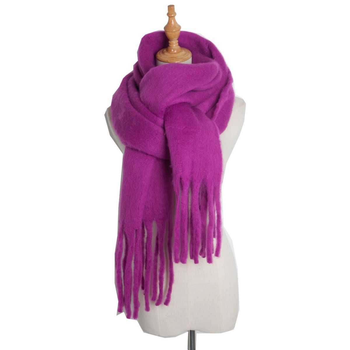 Thick Women's Scarf in Mohair Twist Braid, Stylish Plush Winter Accessory for Warmth and Elegance.