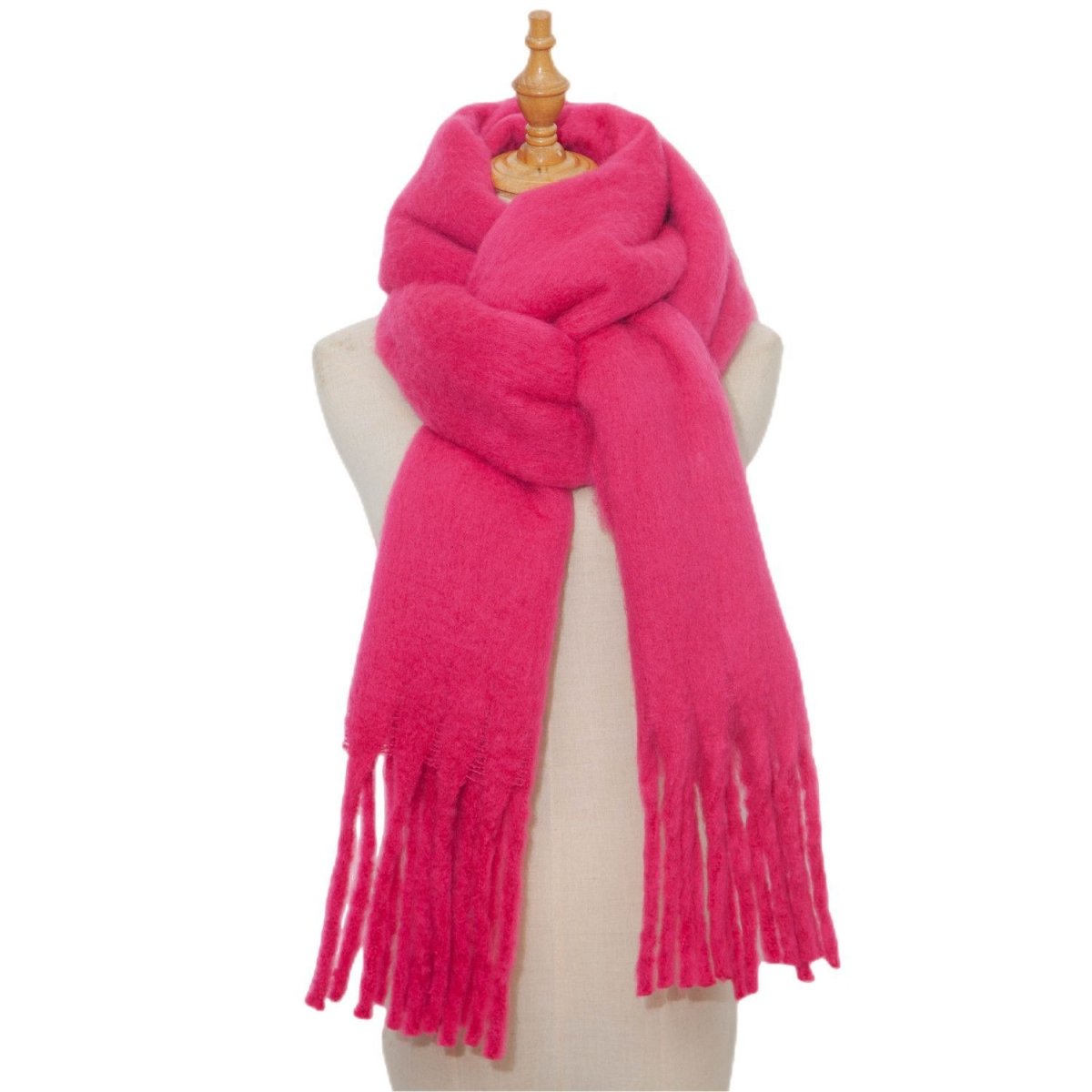 Thick Women's Scarf in Mohair Twist Braid, Stylish Plush Winter Accessory for Warmth and Elegance.