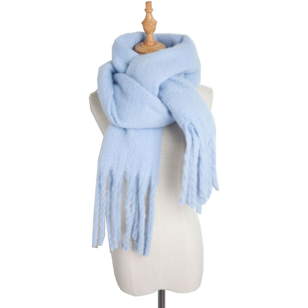 Thick Women's Scarf in Mohair Twist Braid, Stylish Plush Winter Accessory for Warmth and Elegance.