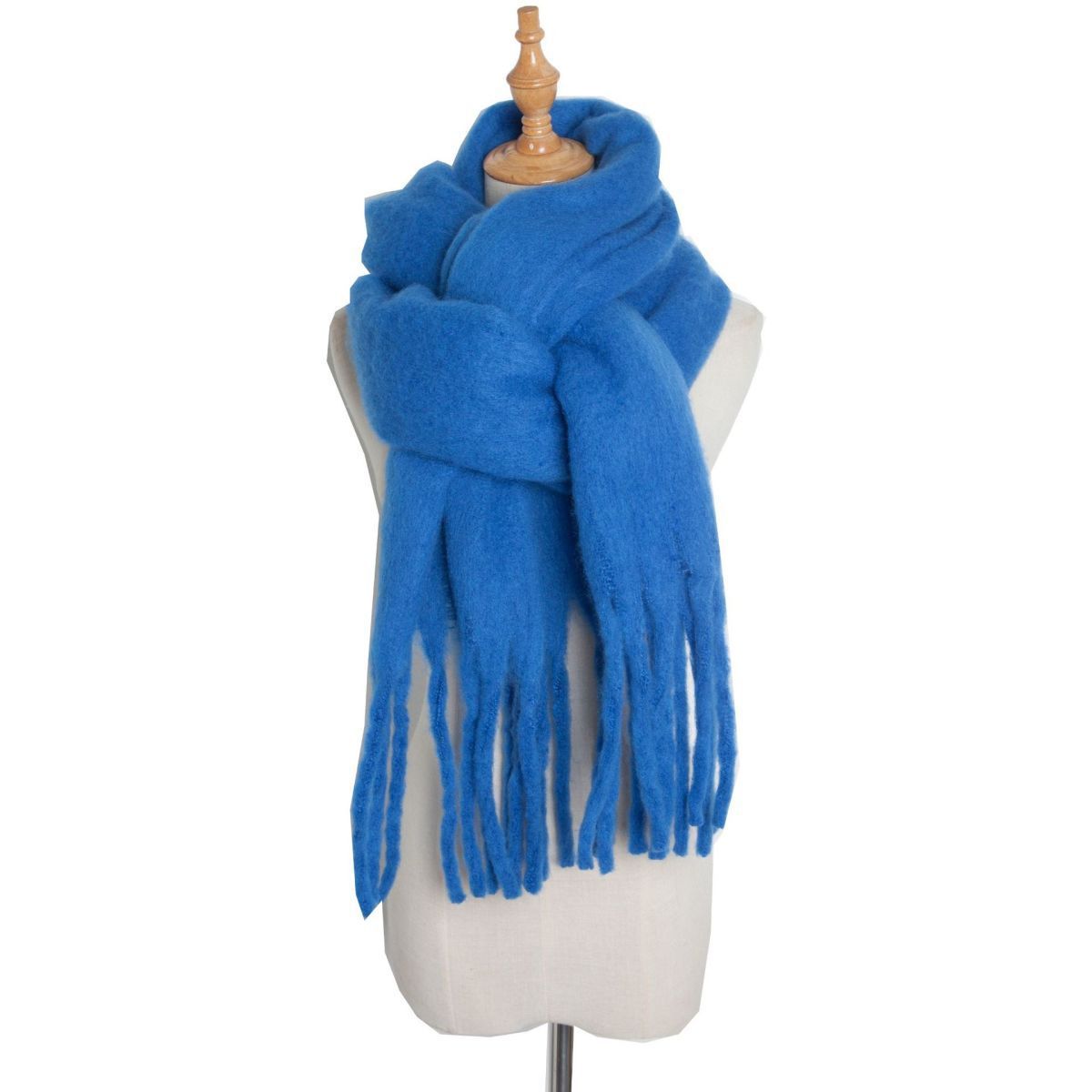 Thick Women's Scarf in Mohair Twist Braid, Stylish Plush Winter Accessory for Warmth and Elegance.