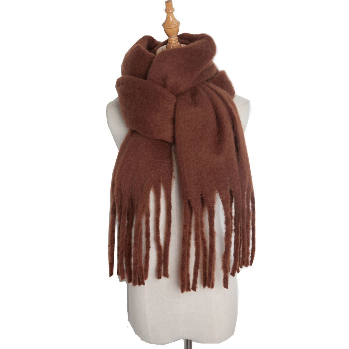 Thick Women's Scarf in Mohair Twist Braid, Stylish Plush Winter Accessory for Warmth and Elegance.