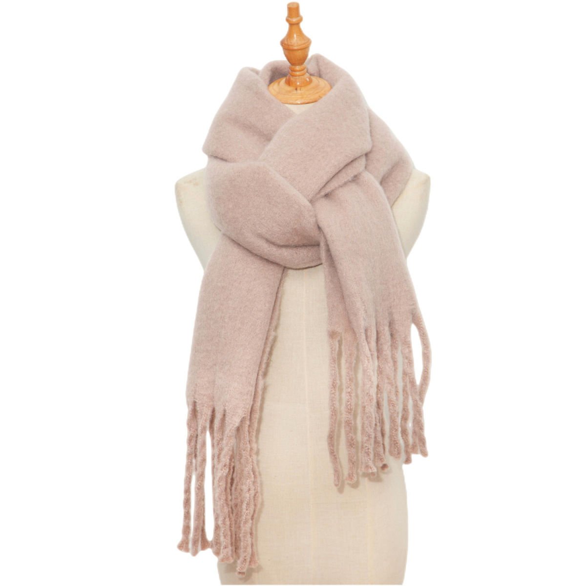 Thick Women's Scarf in Mohair Twist Braid, Stylish Plush Winter Accessory for Warmth and Elegance.