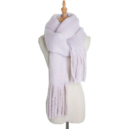 Thick Women's Scarf in Mohair Twist Braid, Stylish Plush Winter Accessory for Warmth and Elegance.