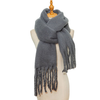 Thick Women's Scarf in Mohair Twist Braid, Stylish Plush Winter Accessory for Warmth and Elegance.