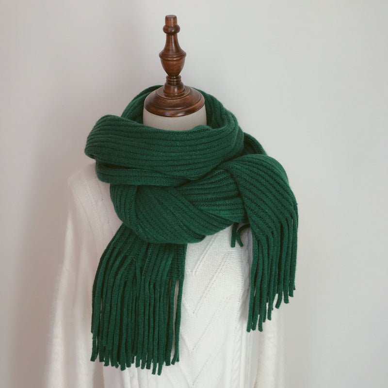Thickened Warm Scarf For Couples - Versatile Acrylic Knit With Tassels, 40 x 200cm, Winter Styles - Allen - Fitness