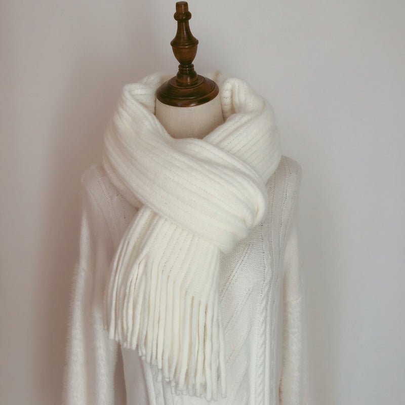 Thickened Warm Scarf For Couples - Versatile Acrylic Knit With Tassels, 40 x 200cm, Winter Styles - Allen - Fitness