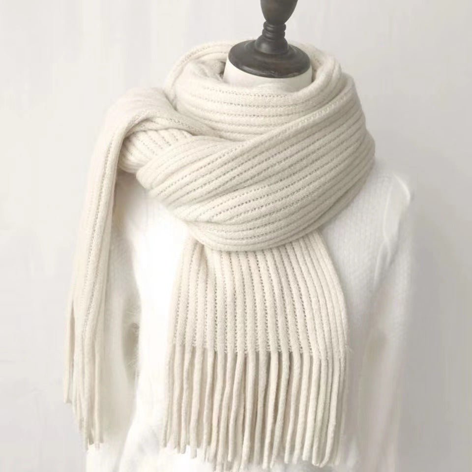Thickened Warm Scarf For Couples - Versatile Acrylic Knit With Tassels, 40 x 200cm, Winter Styles - Allen - Fitness