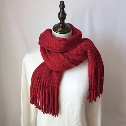 Thickened Warm Scarf For Couples - Versatile Acrylic Knit With Tassels, 40 x 200cm, Winter Styles - Allen - Fitness