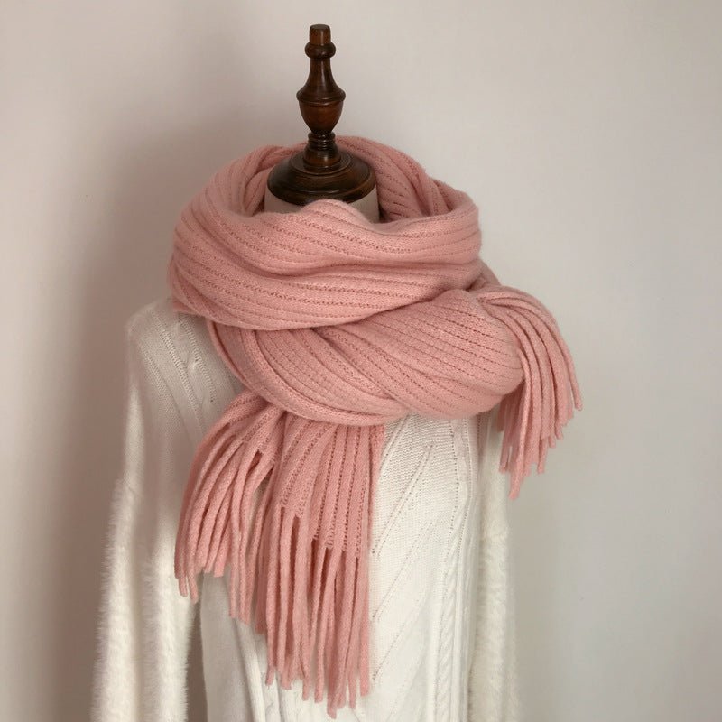 Thickened Warm Scarf For Couples - Versatile Acrylic Knit With Tassels, 40 x 200cm, Winter Styles - Allen - Fitness