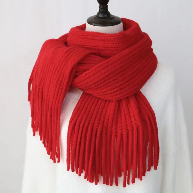 Thickened Warm Scarf For Couples - Versatile Acrylic Knit With Tassels, 40 x 200cm, Winter Styles - Allen - Fitness