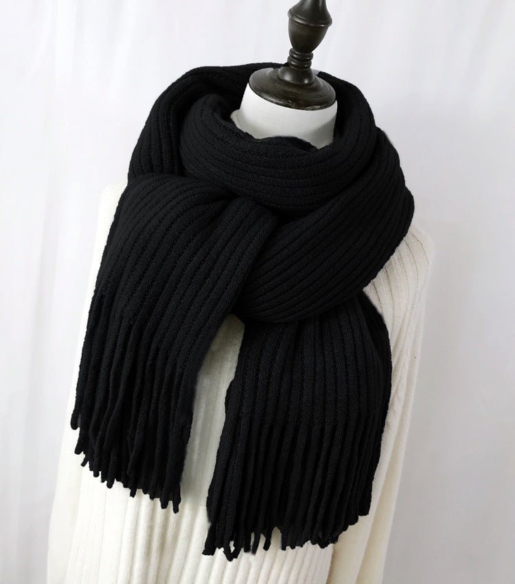 Thickened Warm Scarf For Couples - Versatile Acrylic Knit With Tassels, 40 x 200cm, Winter Styles - Allen - Fitness