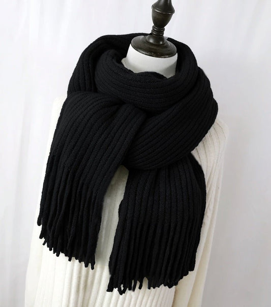 Thickened Warm Scarf For Couples - Versatile Acrylic Knit With Tassels, 40 x 200cm, Winter Styles - Allen - Fitness