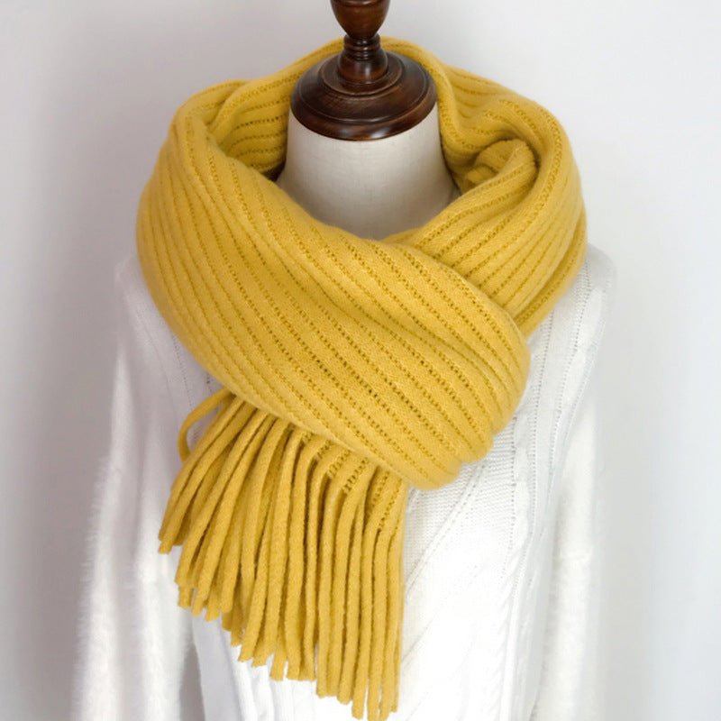 Thickened Warm Scarf For Couples - Versatile Acrylic Knit With Tassels, 40 x 200cm, Winter Styles - Allen - Fitness