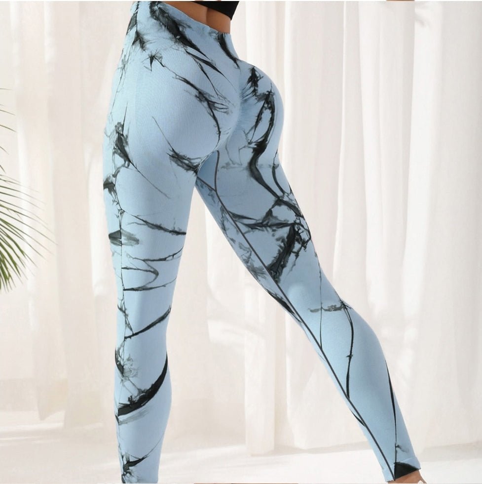 High Waist Leggings for Women, Tie-Dye Spandex Yoga Pants - Comfortable for Running and Fitness.