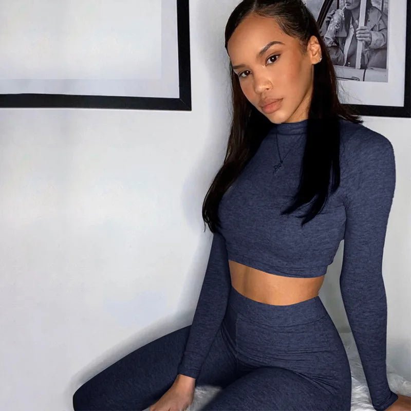 Two Piece Workout Set for Women - Long Sleeve Yoga Fitness Outfit for Comfortable Performance - Allen - Fitness