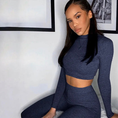 Two Piece Workout Set for Women - Long Sleeve Yoga Fitness Outfit for Comfortable Performance - Allen - Fitness