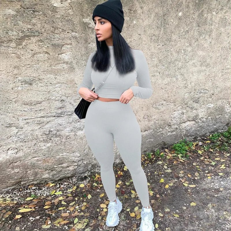 Two Piece Workout Set for Women - Long Sleeve Yoga Fitness Outfit for Comfortable Performance - Allen - Fitness