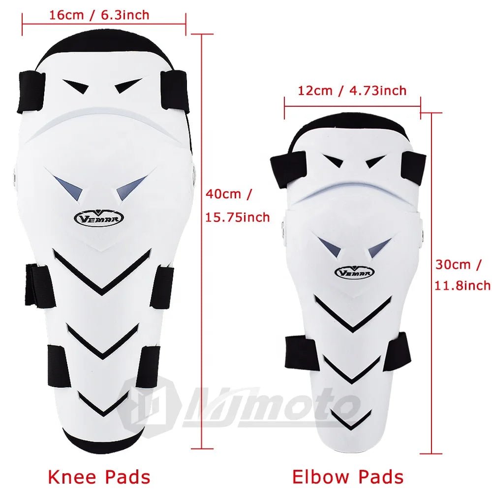 VEMAR 4PCS Motorcycle Elbow Knee Pads Protector Set with Adjustable Fit - Black - Allen - Fitness