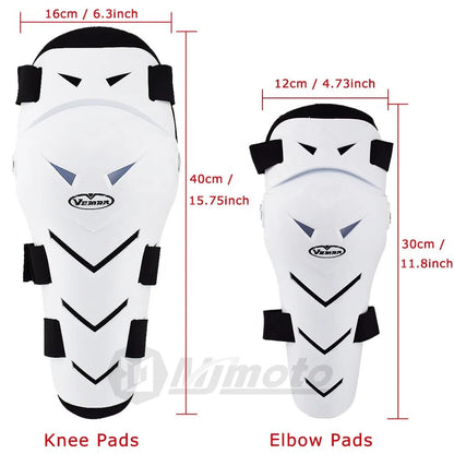 VEMAR 4PCS Motorcycle Elbow Knee Pads Protector Set with Adjustable Fit - Black - Allen - Fitness