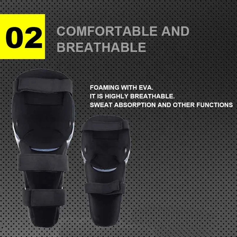 VEMAR 4PCS Motorcycle Elbow Knee Pads Protector Set with Adjustable Fit - Black - Allen - Fitness