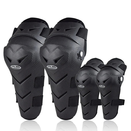 VEMAR 4PCS Motorcycle Elbow Knee Pads Protector Set with Adjustable Fit - Black - Allen - Fitness