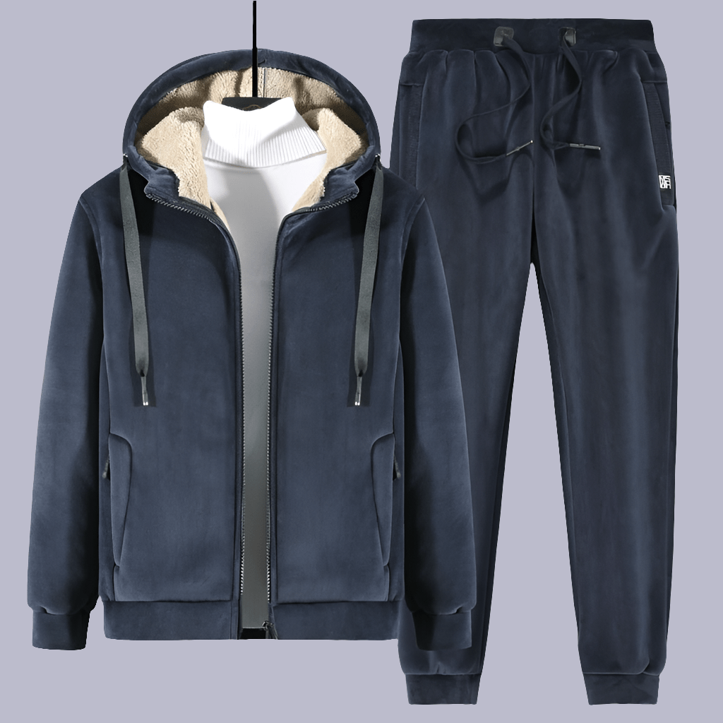 Winter Plus Size Velvet Sweatshirt Set With Long Sleeve Hoodie And Trousers - Allen - Fitness