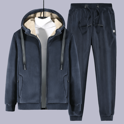 Winter Plus Size Velvet Sweatshirt Set With Long Sleeve Hoodie And Trousers - Allen - Fitness
